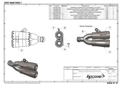 HP Corse échappement GP07 Satin BMW R Ninet 2014 - 2020