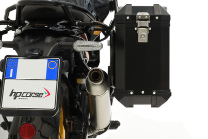 HP Corse SP-1 Short uitlaat Himalayan 450 in combinatie met zijkoffers