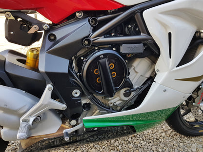 Open koppelingsdeksel met lexaan venster MV Agusta Dragster 800 RC E4 (2017-2020) zwart koppelingsdeksel met zwarte drukplaat en gouden veerschotels