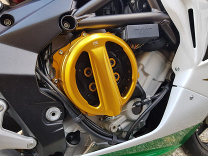 Open koppelingsdeksel met lexaan venster MV Agusta Dragster 800 RR E4 (2018-2020) goud met zwarte drukplaat en gouden veerschotels