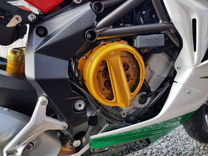 Open koppelingsdeksel met lexaan venster MV Agusta Dragster 800 RR E3 (2015-2017) gouden met gouden drukplaat en rode veerschotels