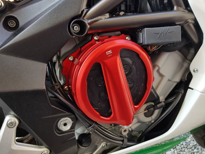 Open koppelingsdeksel met lexaan venster MV Agusta Dragster 800 Rosso E4 (2020) rood met zwarte drukplaat en zwarte veerschotels