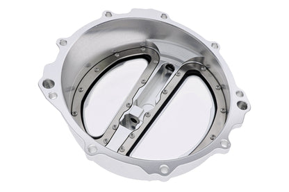 Open koppelingsdeksel met lexaan venster MV Agusta Dragster 800 Rosso E5 (2021+) zilver achteraanzicht binnenkant met seal