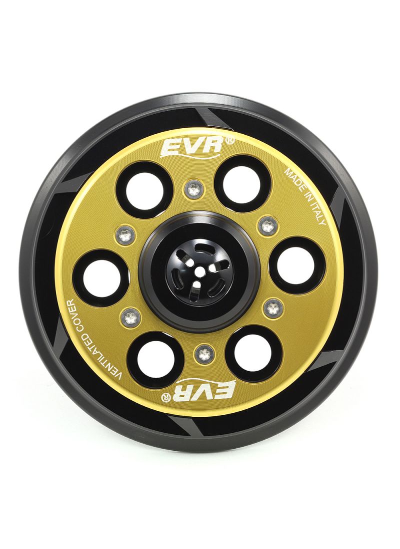 EVR vented pressure plate for clutch - black base / gold coloured top plate