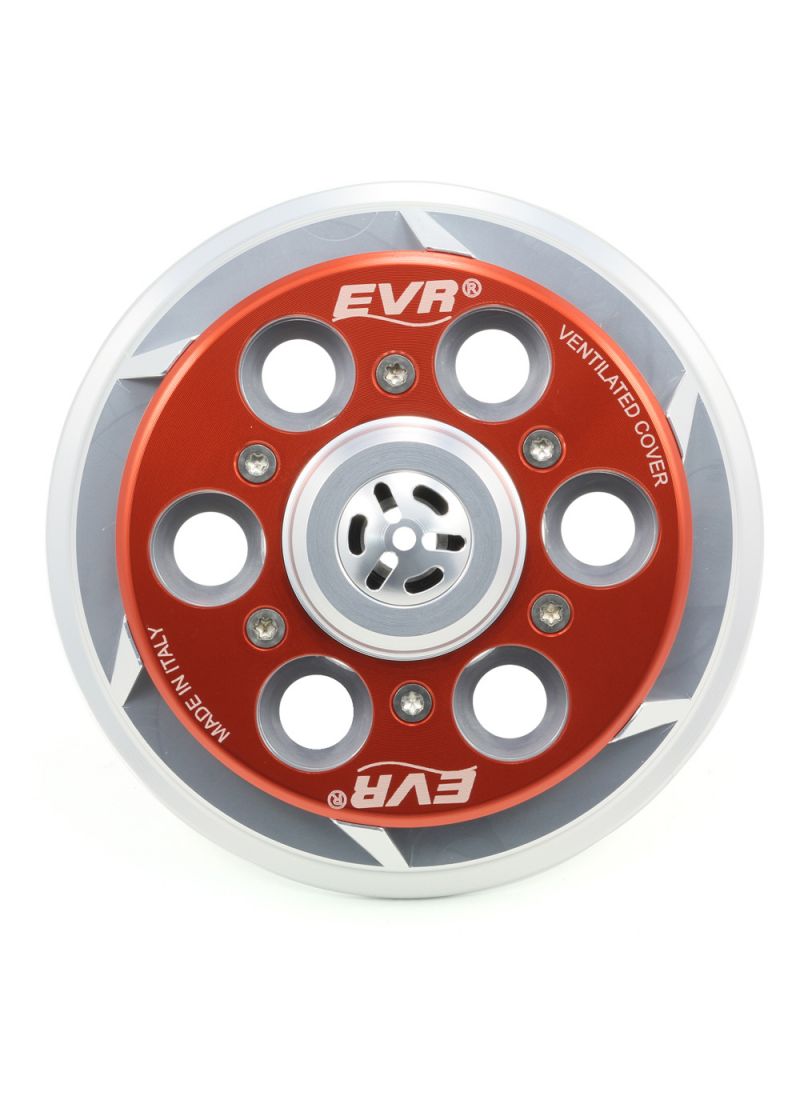 EVR vented pressure plate for clutch - silver coloured base / red top plate