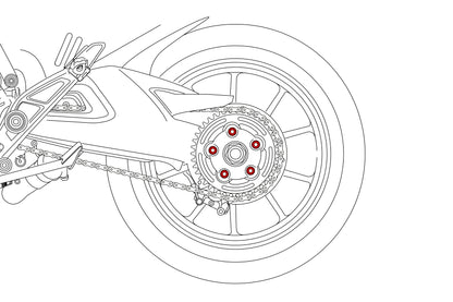 Achtertandwieldrager moeren (5 st.) Ducati Panigale V4 Tricolore (2025+)