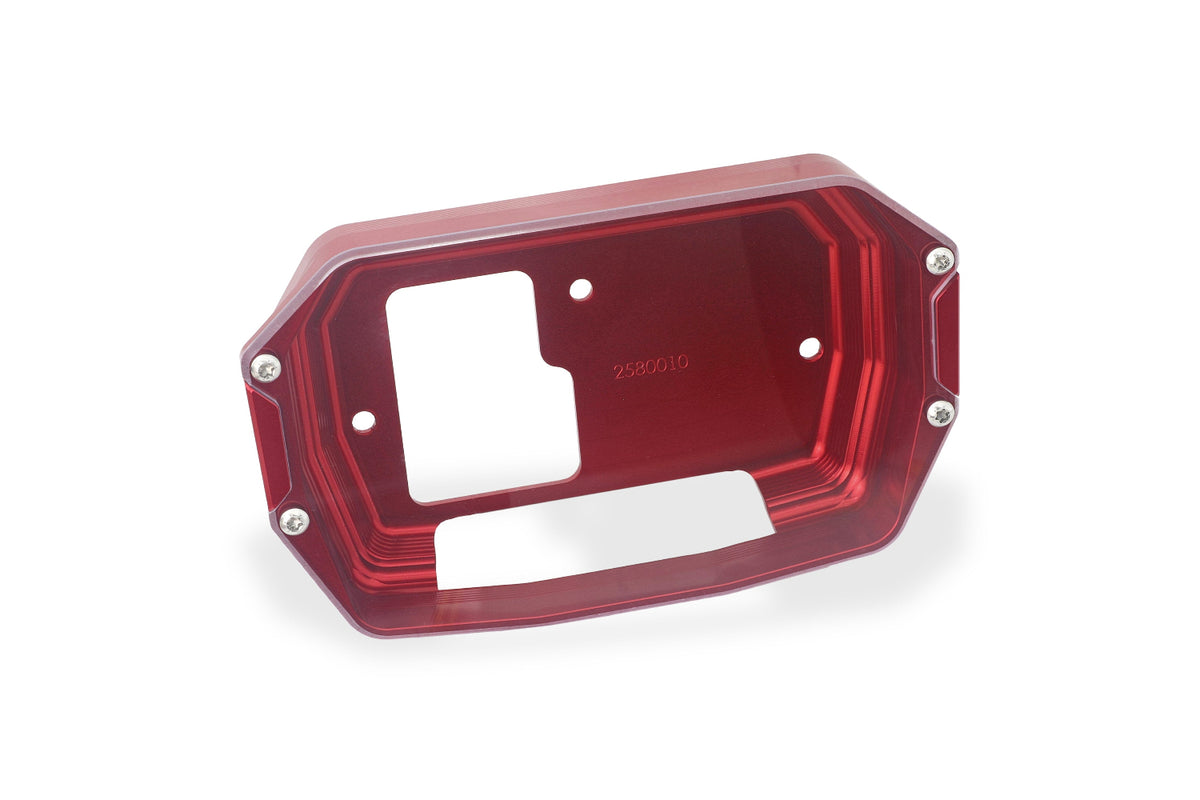 Voorkant van de rode CNC Racing dashboardbeschermer