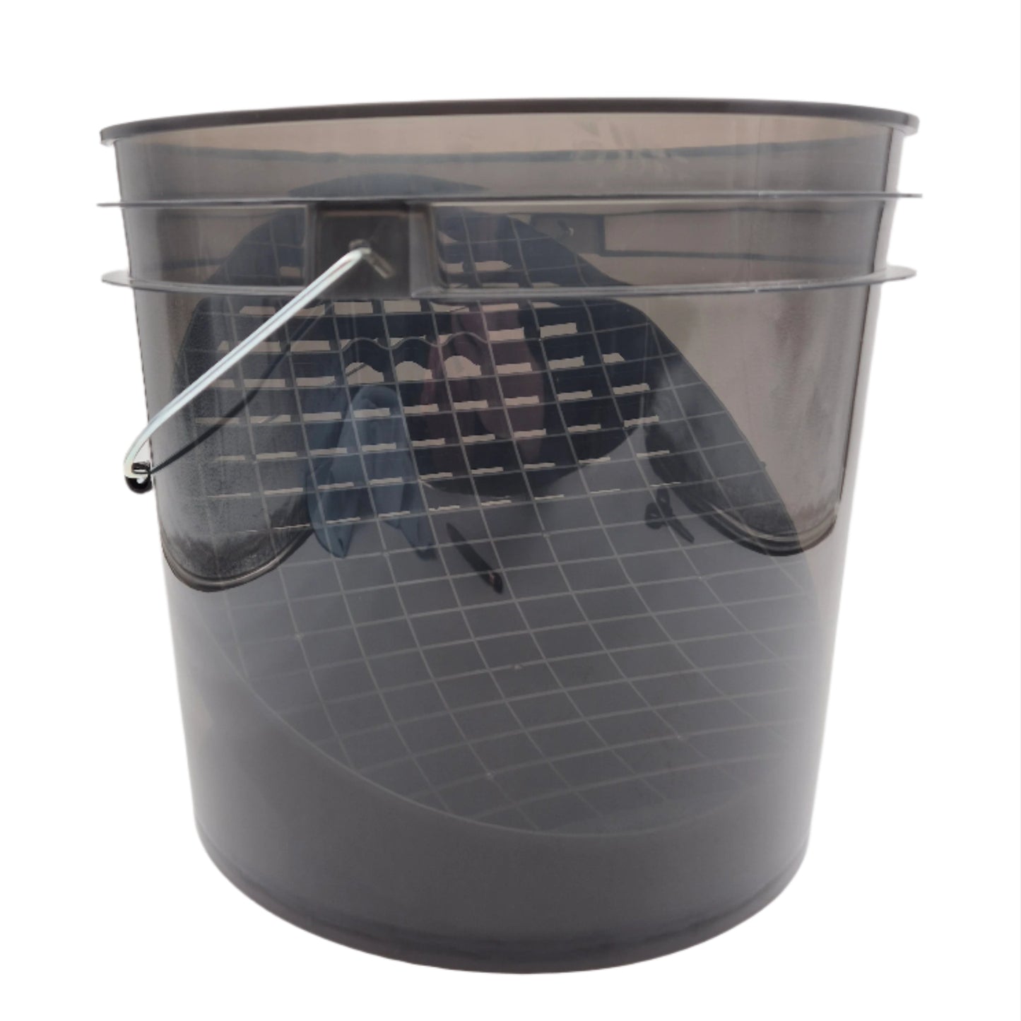 D Con Mitt Slide Heavy Duty – Zwarte Insert afgebeeld in 19L D-Con Dark Smoke Wheels emmer vooraanzicht