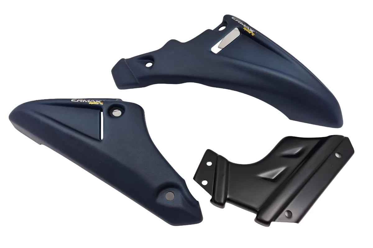 Ermax bellypan Honda CB650R 
Matt Jeans Metallic Blue (PB417) en Matt Gunpowder Black Metallic (NH436) 2019-2020 overzichtsfoto
