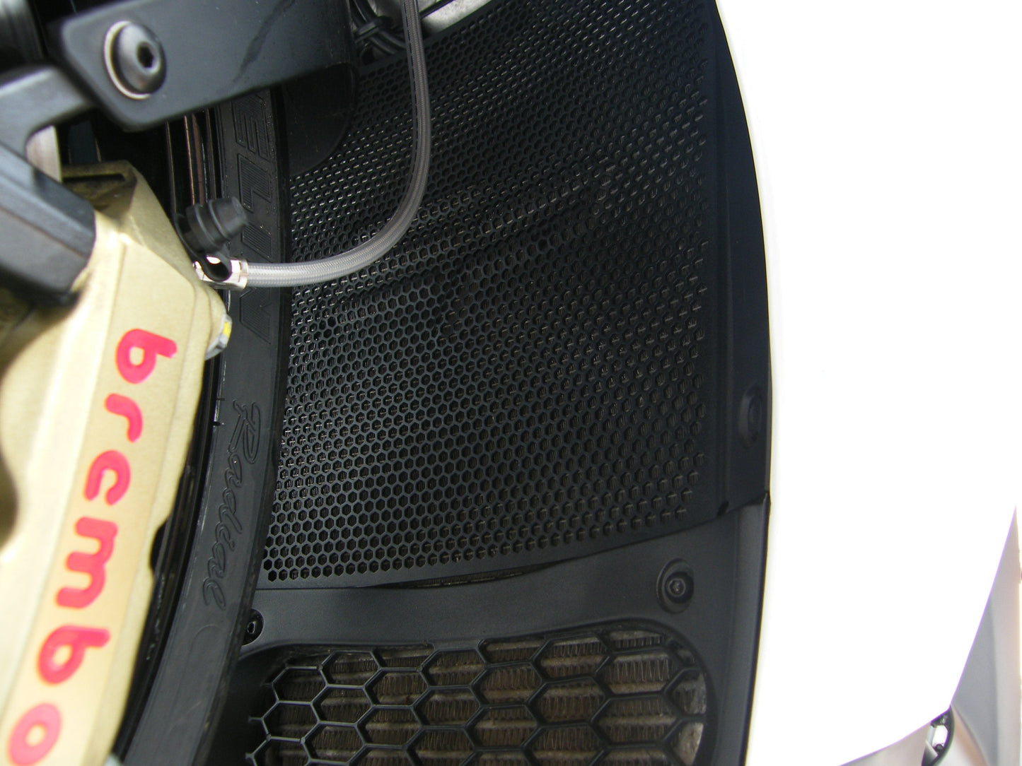 EP Radiator Guard installed on the Aprilia RSV4 1000 Factory