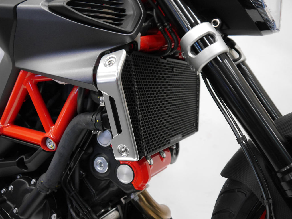 Side view of EP Radiator Guard for Aprilia Shiver 900