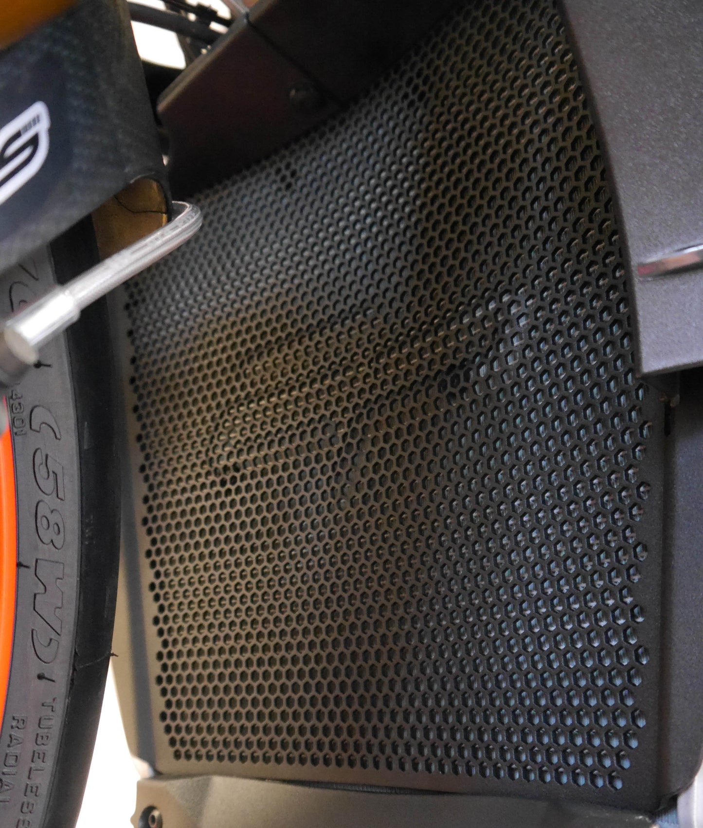 Aprilia Tuono V4 1100 Factory motorcycle with EP Radiator Guard installed