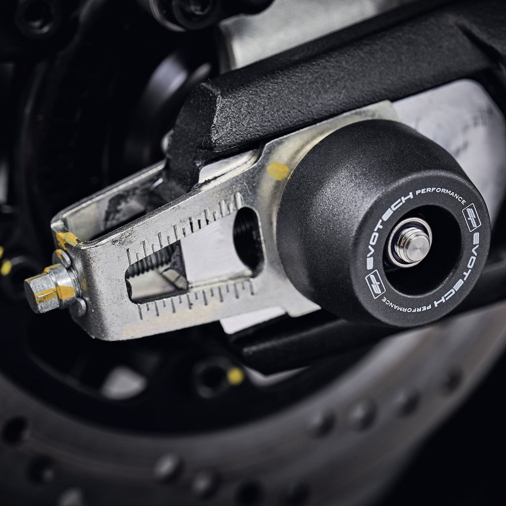 
                  
                    The precision fit of the signature EP Spindle Bobbins Kit to the swingarm and rear wheel of the Ducati Scrambler 1100 Pro.
                  
                