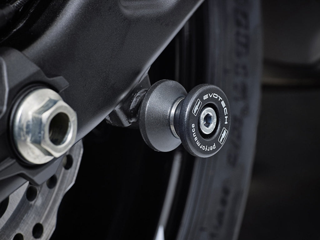 EP Paddock Stand Bobbins inserted into the swingarm of the Kawasaki Ninja 650 Tourer.