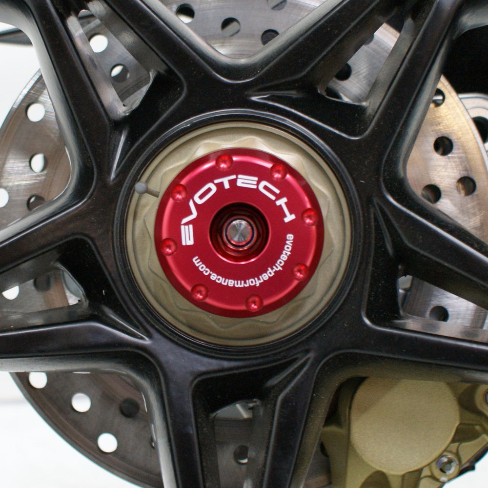 
                  
                    The offside view of the rear wheel of the MV Agusta Brutale 800 RR fitted with EP’s red hub stop from the EP Spindle Bobbins Crash Protection Kit.
                  
                