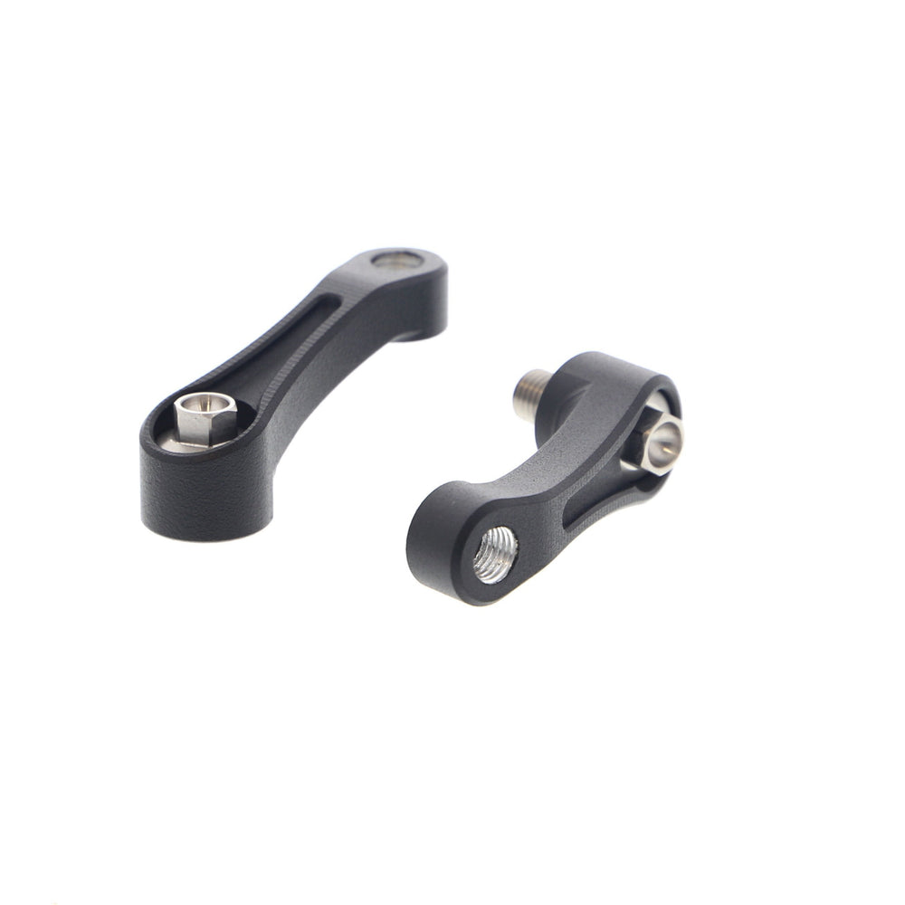 Evotech Mirror Extension Brackets are aluminium mirror extenders which raise and widen the position of the OE mirrors. The Evotech motorcycle accessories have stainless steel bolts supplied and a matt, black powder-coating.