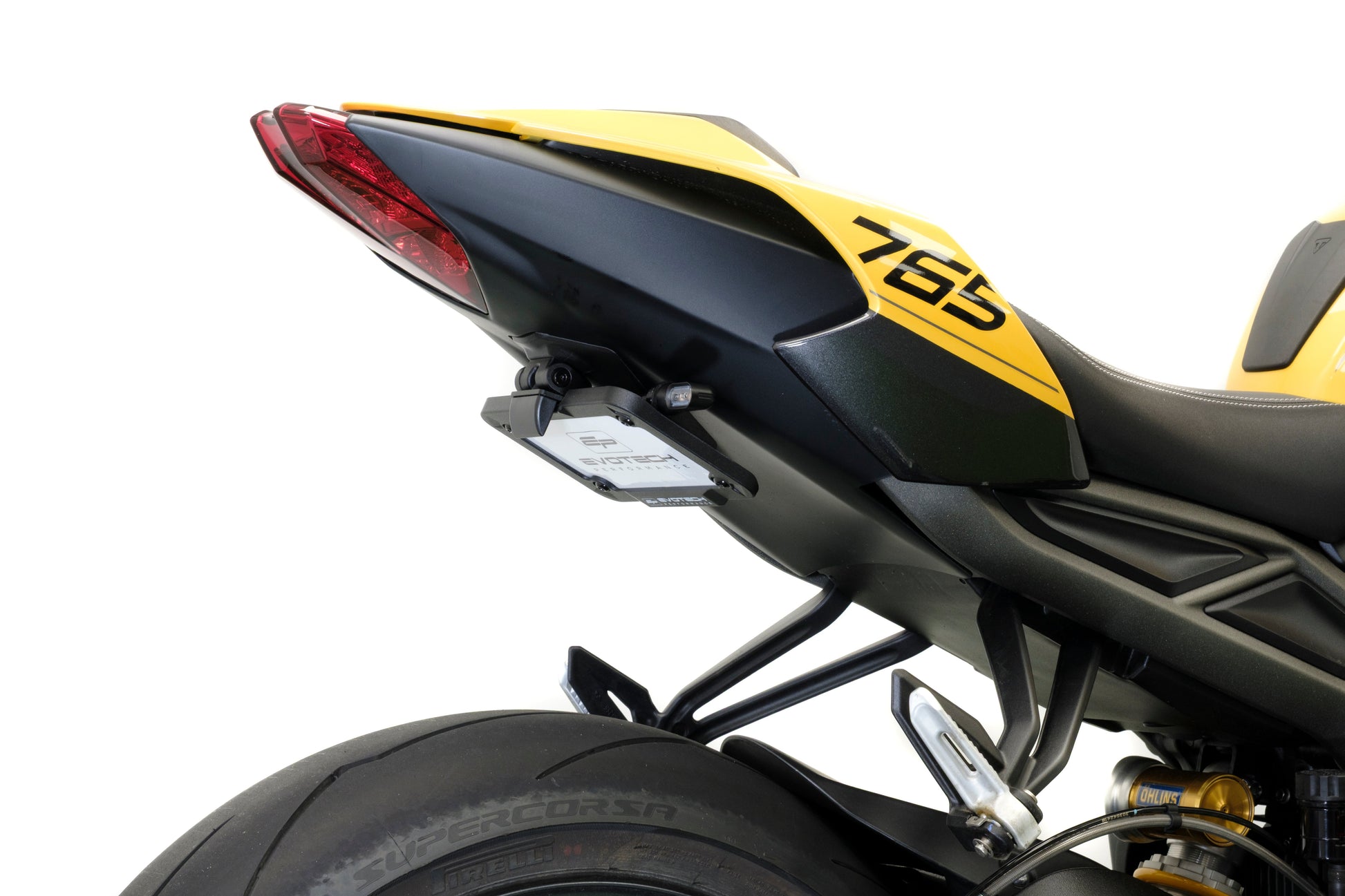 Verstelbare kentekenplaathouder incl. V1 knipperlichten Evotech - Triumph Street Triple 765 Moto2 Edition (2023+)