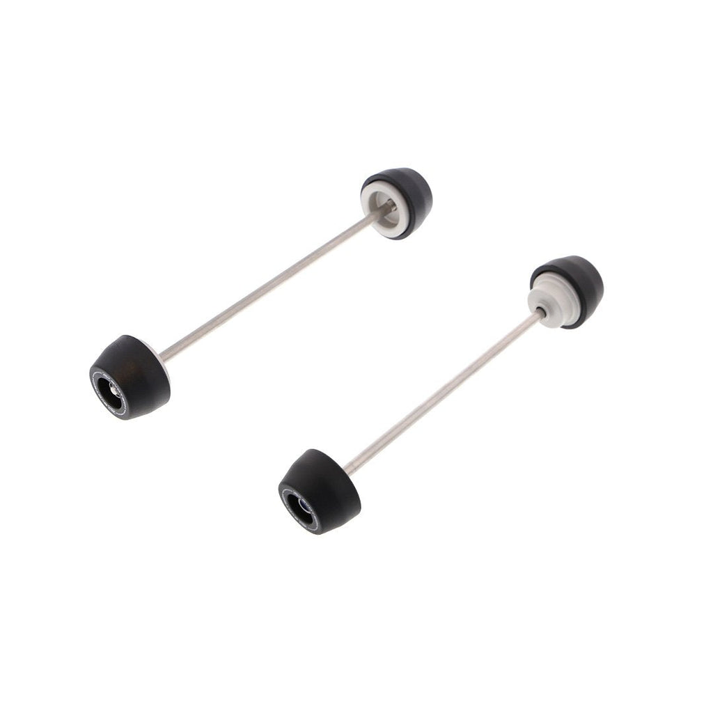 EP Spindle Bobbins Kit for the Yamaha YZF-R1M includes front fork crash protection and rear swingarm protection. Stainless steel spindle rods precisely fit the signature Evotech Performance nylon bobbins to either end of the motorcycle’s wheels.  