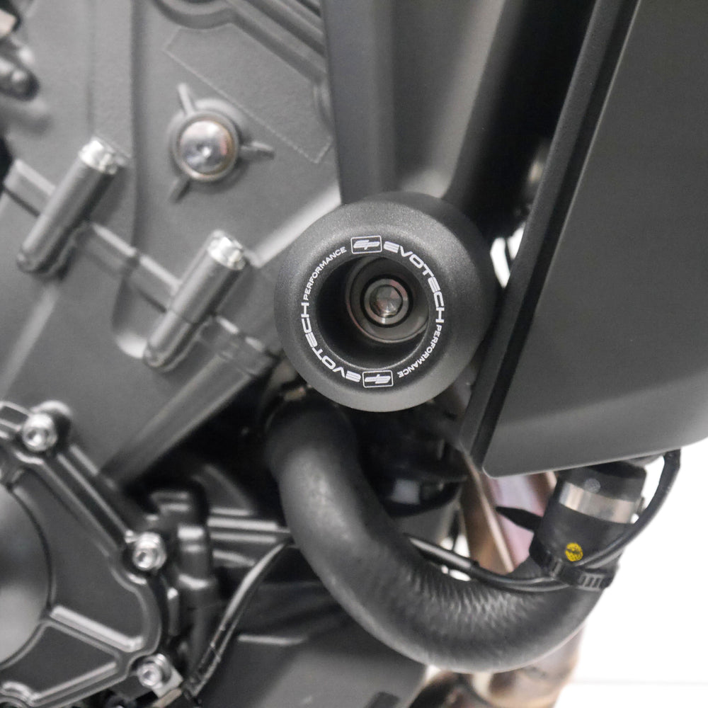 
                  
                    The right hand Evotech Crash Bobbin inserted into the motorcycle using the pre-existing mounting points.
                  
                