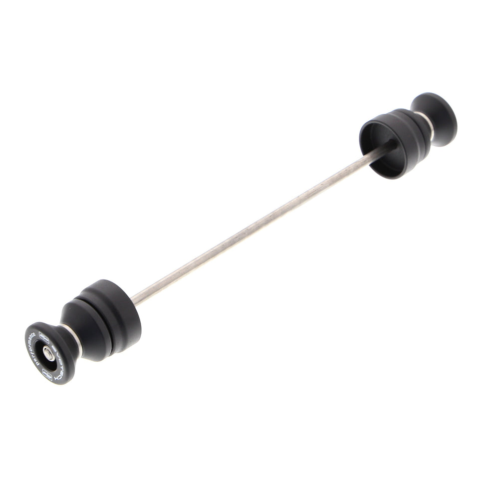 EP Paddock Stand Bobbins for the Ducati Scrambler Sixty2. EP signature nylon paddock stand bobbins with precision shaped aluminium spacer, held either end of a rolled-thread spindle rod.