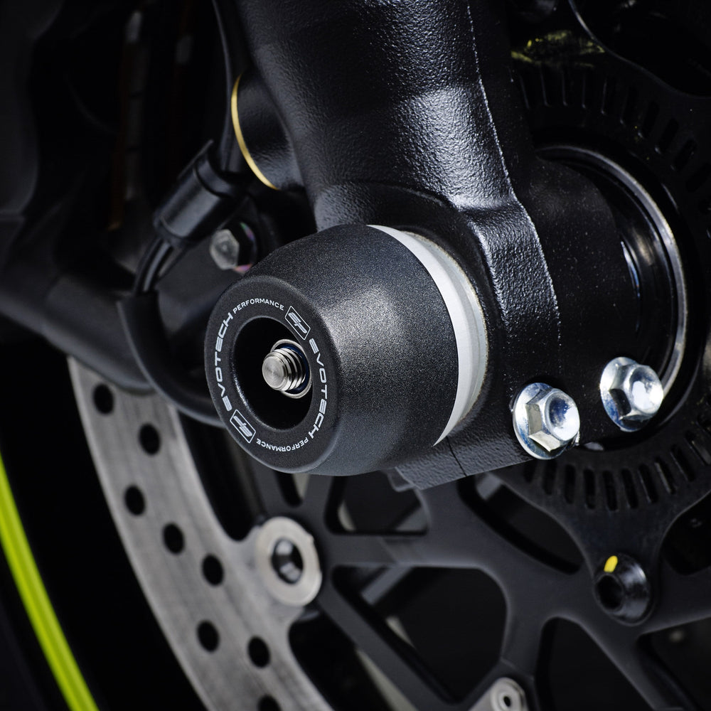 
                  
                    The precision fit of the EP bobbin to the front wheel of the Suzuki GSX- S750Z from the EP Spindle Bobbins Kit, offering crash protection to the front forks, spindle retainers and brake calipers. 
                  
                