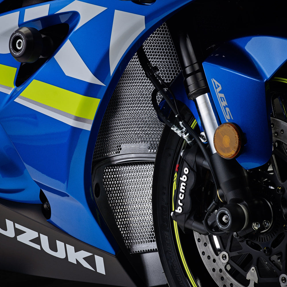 
                  
                    Suzuki GSX-R1000R with EP Radiator Guard installed
                  
                