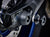 The rear wheel of the Yamaha MT-09 SP with EP Spindle Bobbins Crash Protection bobbin fitted to the rear spindle offering swingarm protection. 