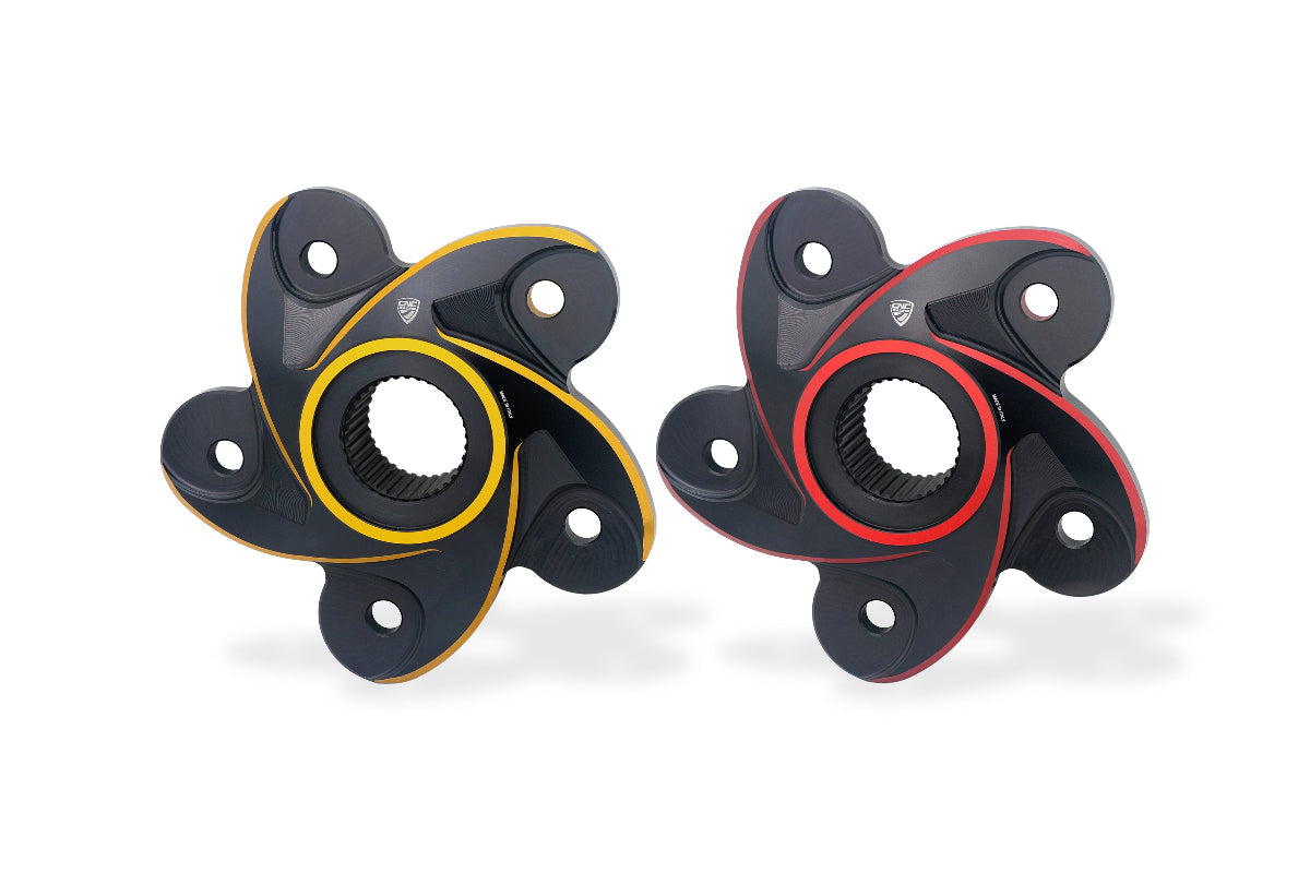 Achtertandwieldrager Black Edition (rood of goud accent) - Ducati Hypermotard 1100 EVO (2010-2012) beschikbare kleuren zwart-rood en zwart-goud