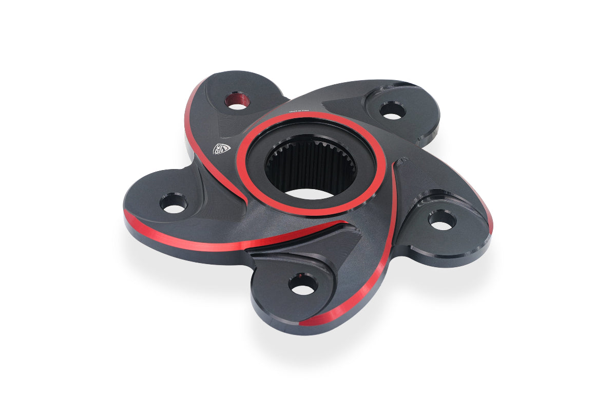 Achtertandwieldrager Black Edition (rood of goud accent) - Ducati Monster 1100 (2009-2015) zwart-rood overzichtfoto