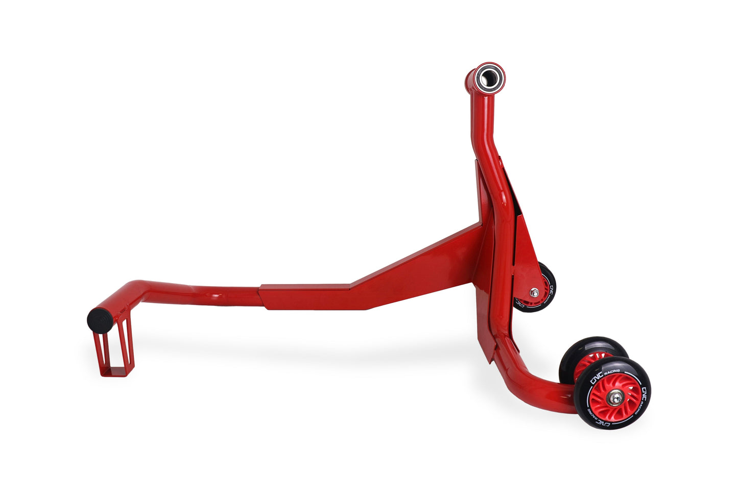 CNC Racing enkelzijdige paddockstand staal incl. 40,6mm pen Ducati Diavel V4 (2023+) zijaanzicht rechts