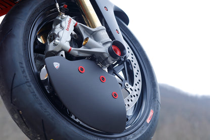 Remklauw Spacer Kit (4 st.) Aprilia Tuono V4 (2011-2014) rood gemonteerd