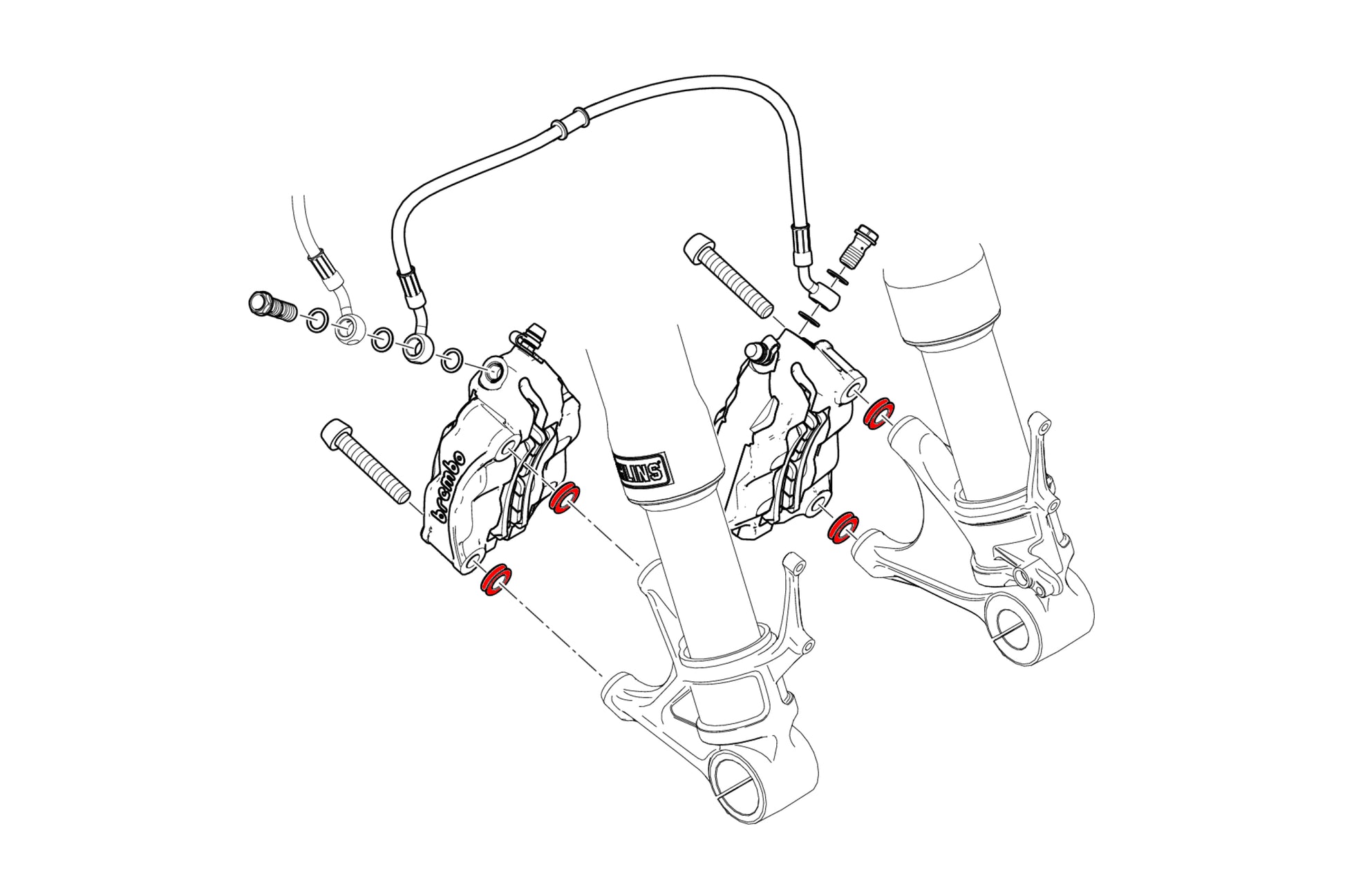 Remklauw Spacer Kit Ducati Streetfighter V4 SP2 (2023-2024) technische tekening onderdeel