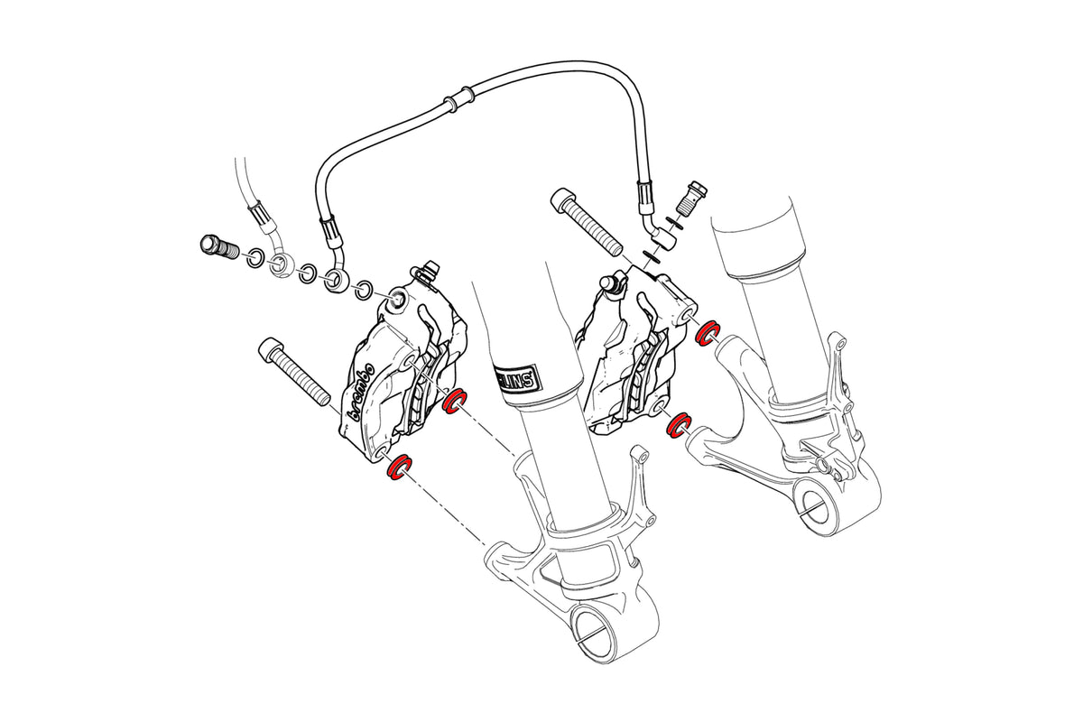 Remklauw Spacer Kit (4 st.) Ducati Multistrada V4 S Sport (2021+) technische tekening onderdeel