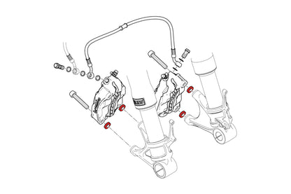 Remklauw Spacer Kit (4 st.) Aprilia Tuono V4 (2011-2014) technische tekening onderdeel
