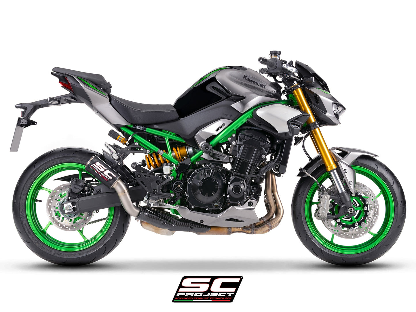 CR-T carbon uitlaatdemper (EURO5+) met carbon hitteschild Kawasaki Z900 (2025+)