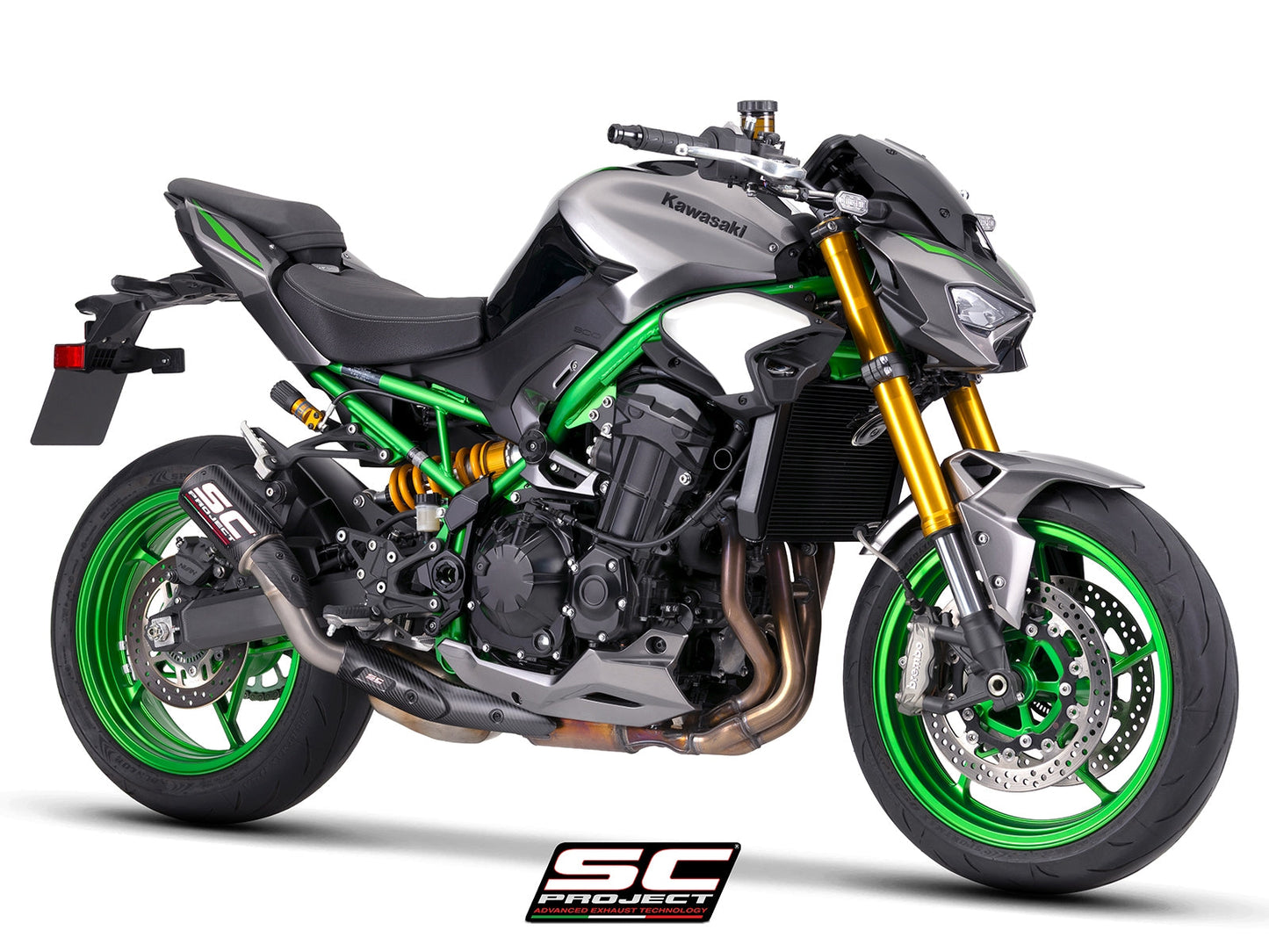 CR-T carbon uitlaatdemper (EURO5+) met carbon heelguard en carbon hitteschild Kawasaki Z900 (2025+)