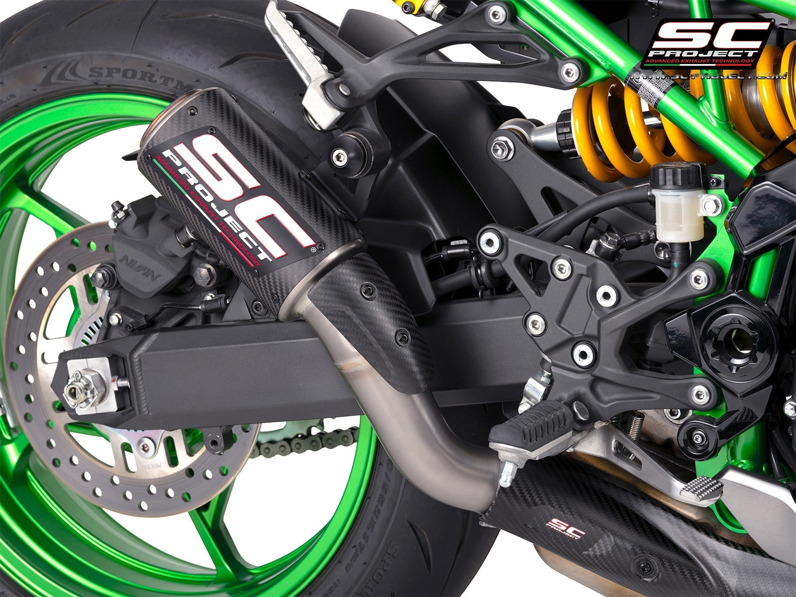 CR-T carbon uitlaatdemper (EURO5+) met carbon heelguard en carbon hitteschild Kawasaki Z900 (2025+)