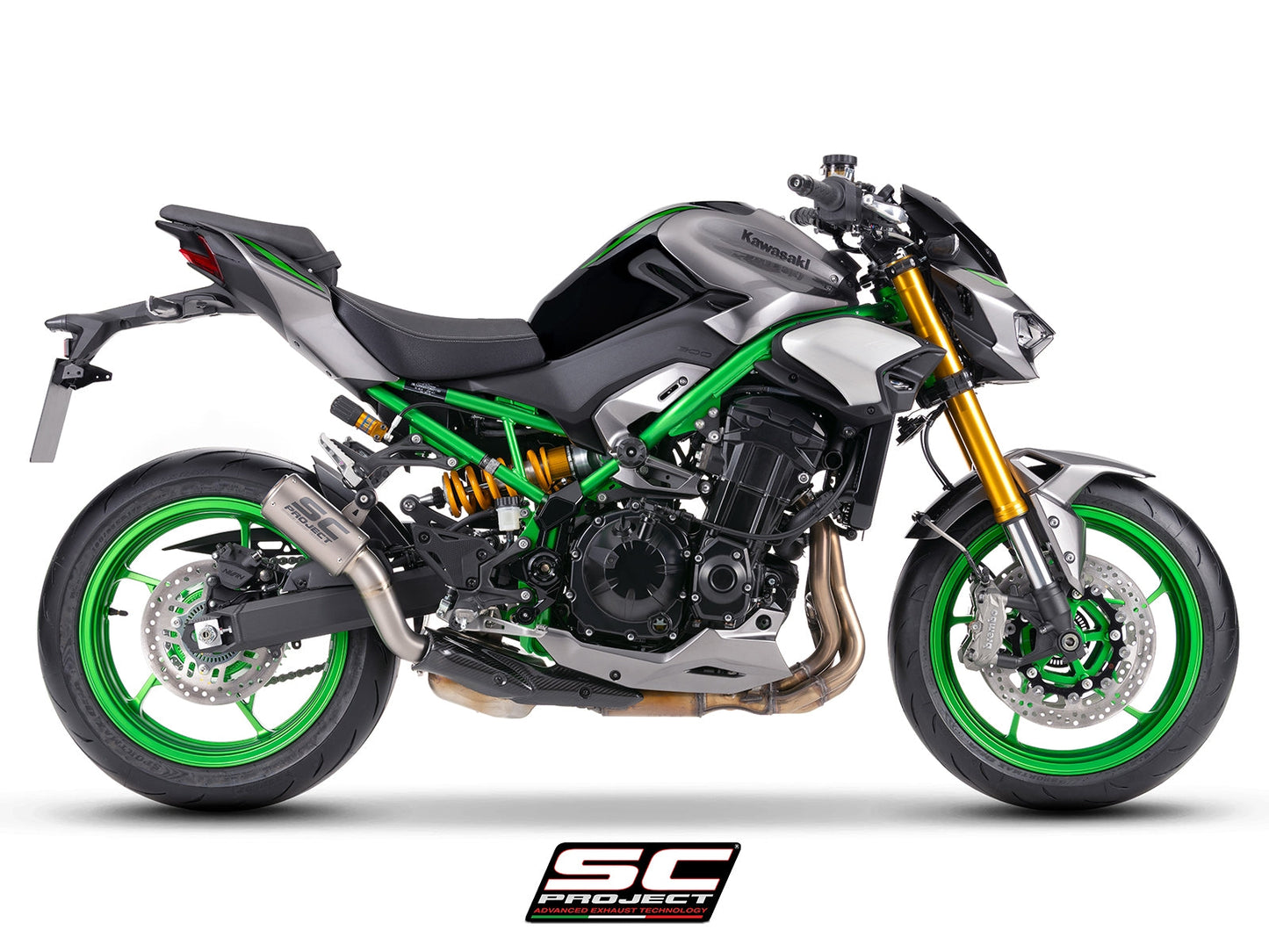 CR-T titanium uitlaatdemper (EURO5+) met carbon hitteschild Kawasaki Z900 (2025+)