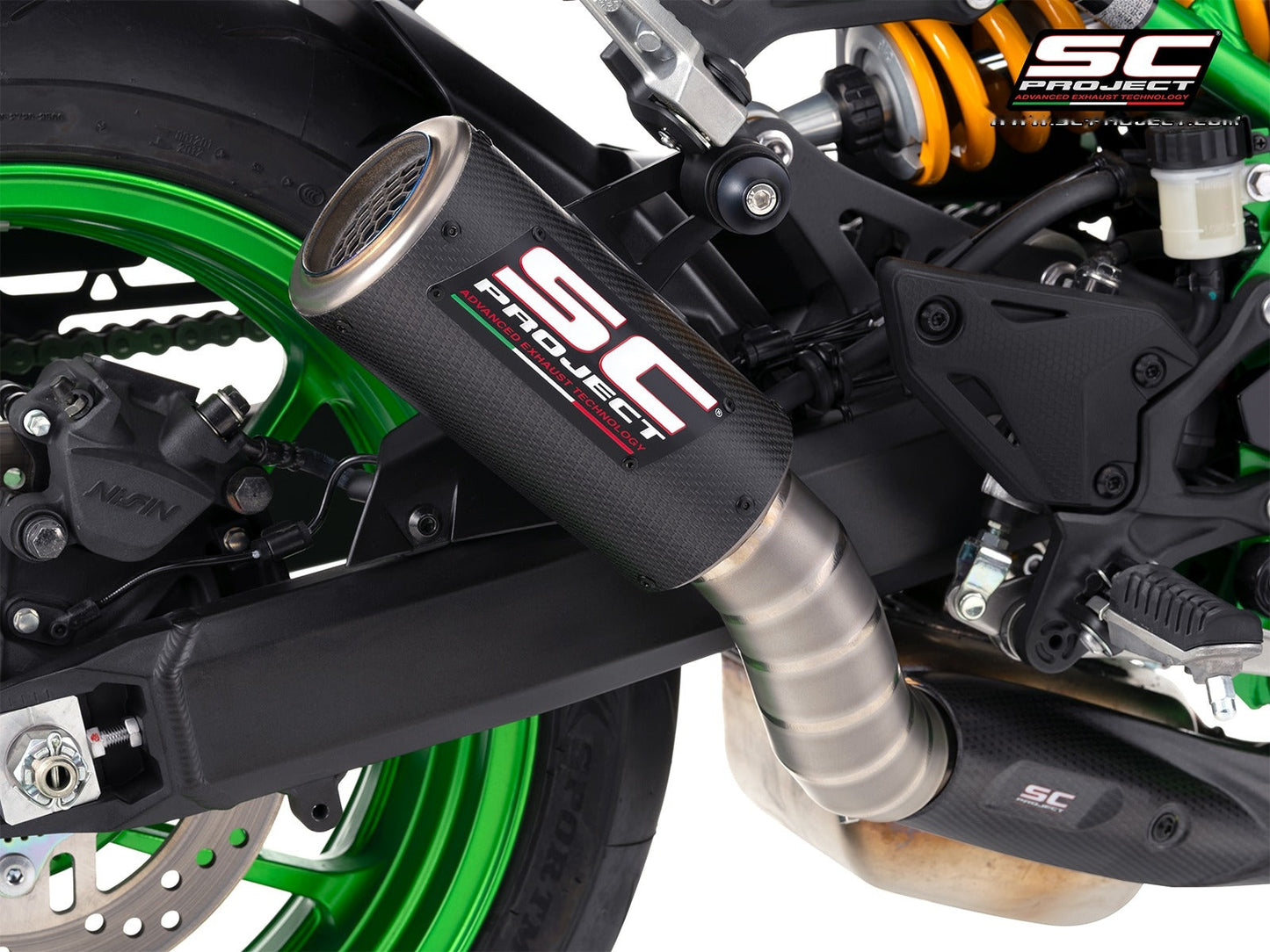 CR-T M2 Ti-Carbon carbon-titanium uitlaatdemper (EURO5+) met carbon hitteschild Kawasaki Z900 (2025+)