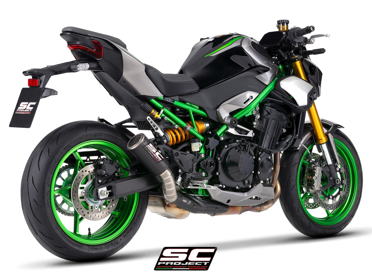 CR-T M2 Ti-Carbon carbon-titanium uitlaatdemper (EURO5+) met carbon hitteschild Kawasaki Z900 (2025+)