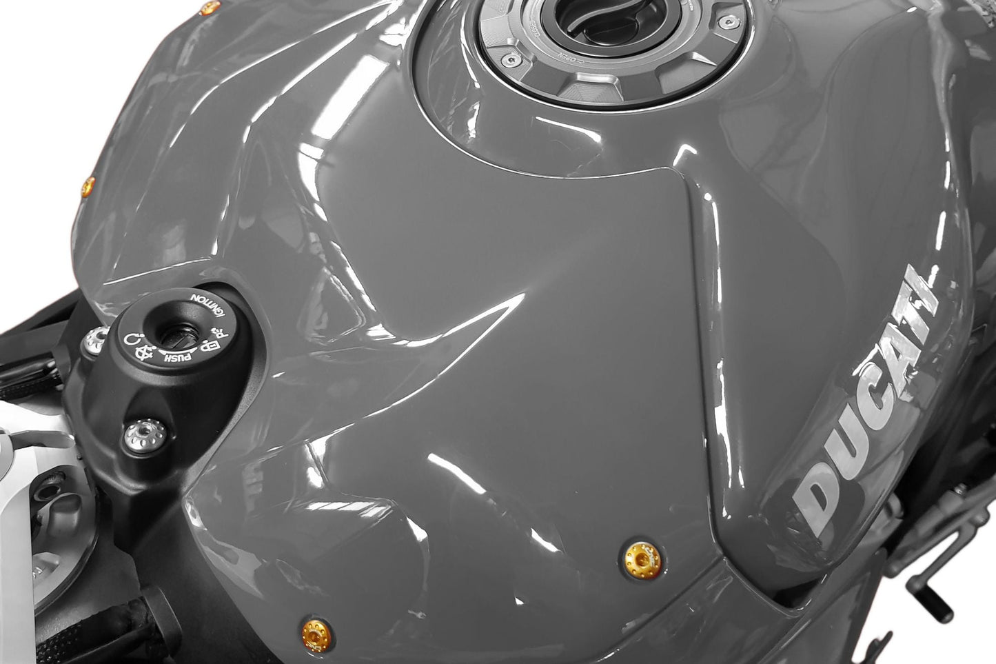 Tankcover boutenset Ducati Panigale V4S Corse (2019-2020) gemonteerd in goud
