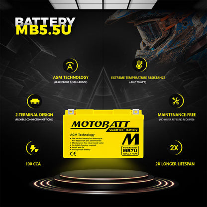 Motobatt MB7U SLA -batteri 12V / 7AH / 100CCA (7.4AH 20HR / 324PHCA)