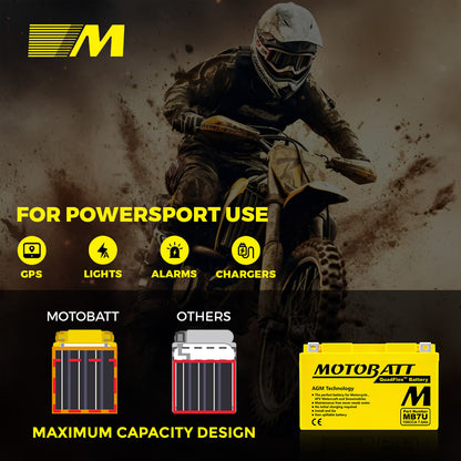 Motobatt MB7U SLA -batteri 12V / 7AH / 100CCA (7.4AH 20HR / 324PHCA)