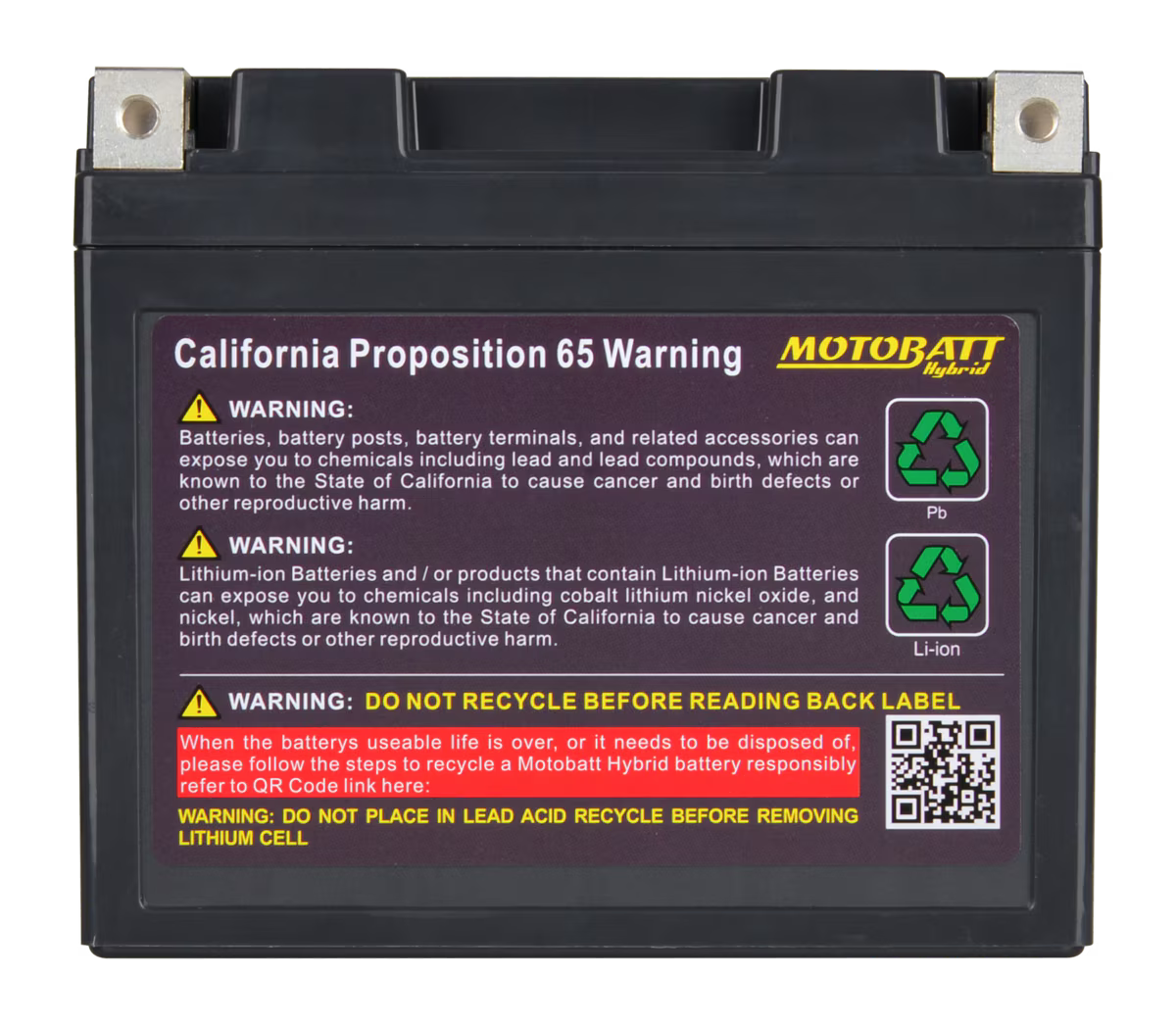Motobatt MHTX16 Hybrid Litium-La Battery 12V / 350CCA (10AH / 16.5AH PB EQ / 500PHCA)
