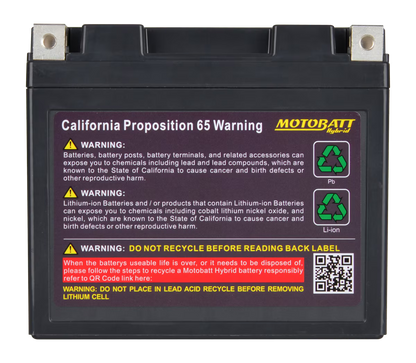 Motobatt MHTX16 Hybrid Litium-La Battery 12V / 350CCA (10AH / 16.5AH PB EQ / 500PHCA)