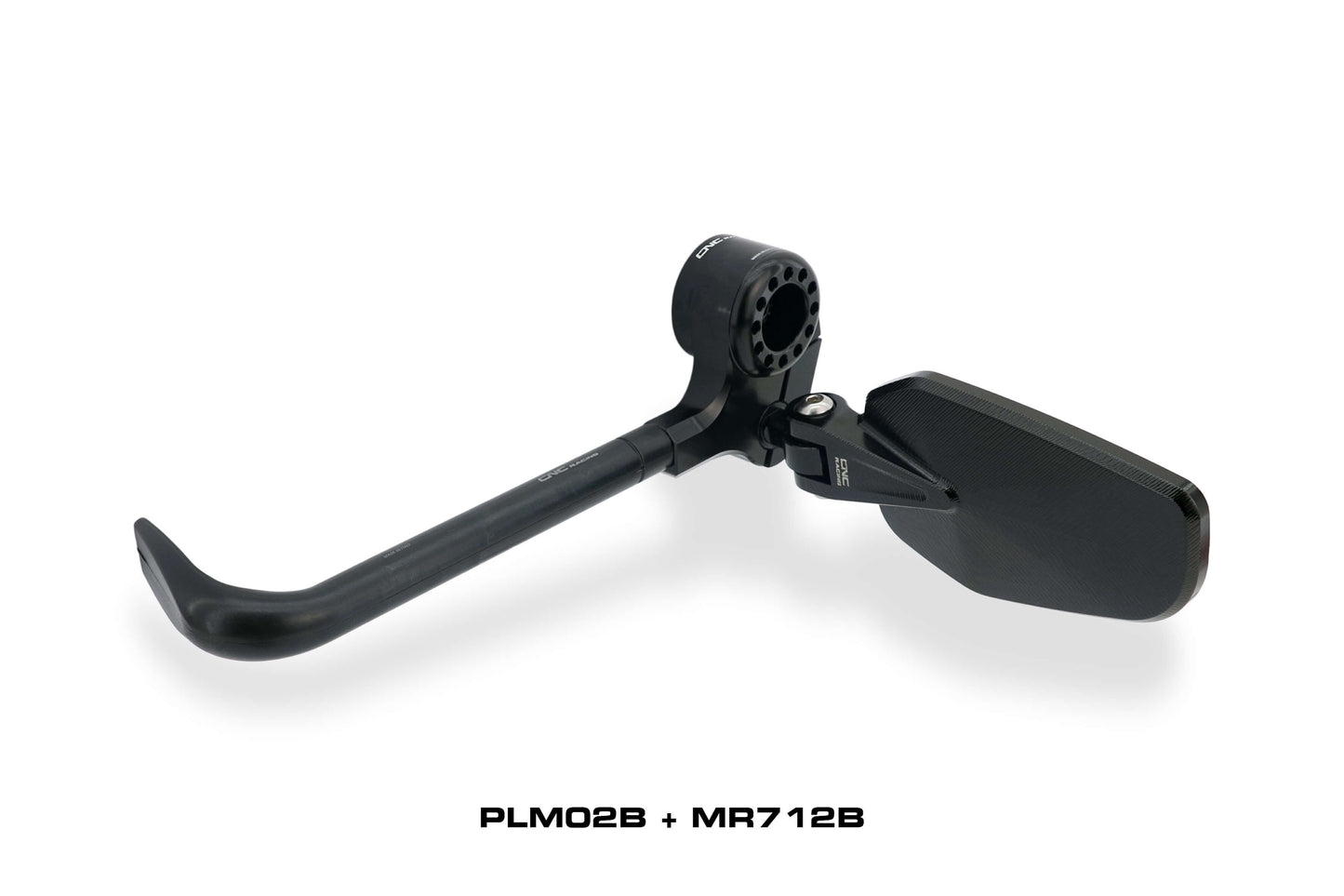 Bar-End spiegel Evo links MR712 CNC Racing Ducati Diavel (2014-2018) ter illustratie afgebeeld op koppelingshendel beschermer