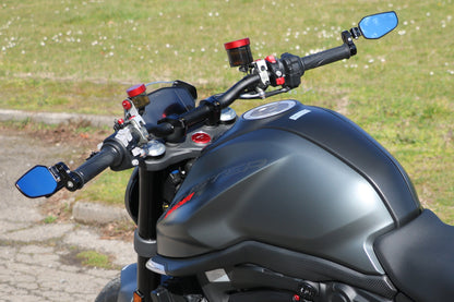 Bar-End Spiegel Evo rechts MR711 CNC Racing Ducati Monster 950 (2021+) gemonteerd op Monster omhoog geplaatst