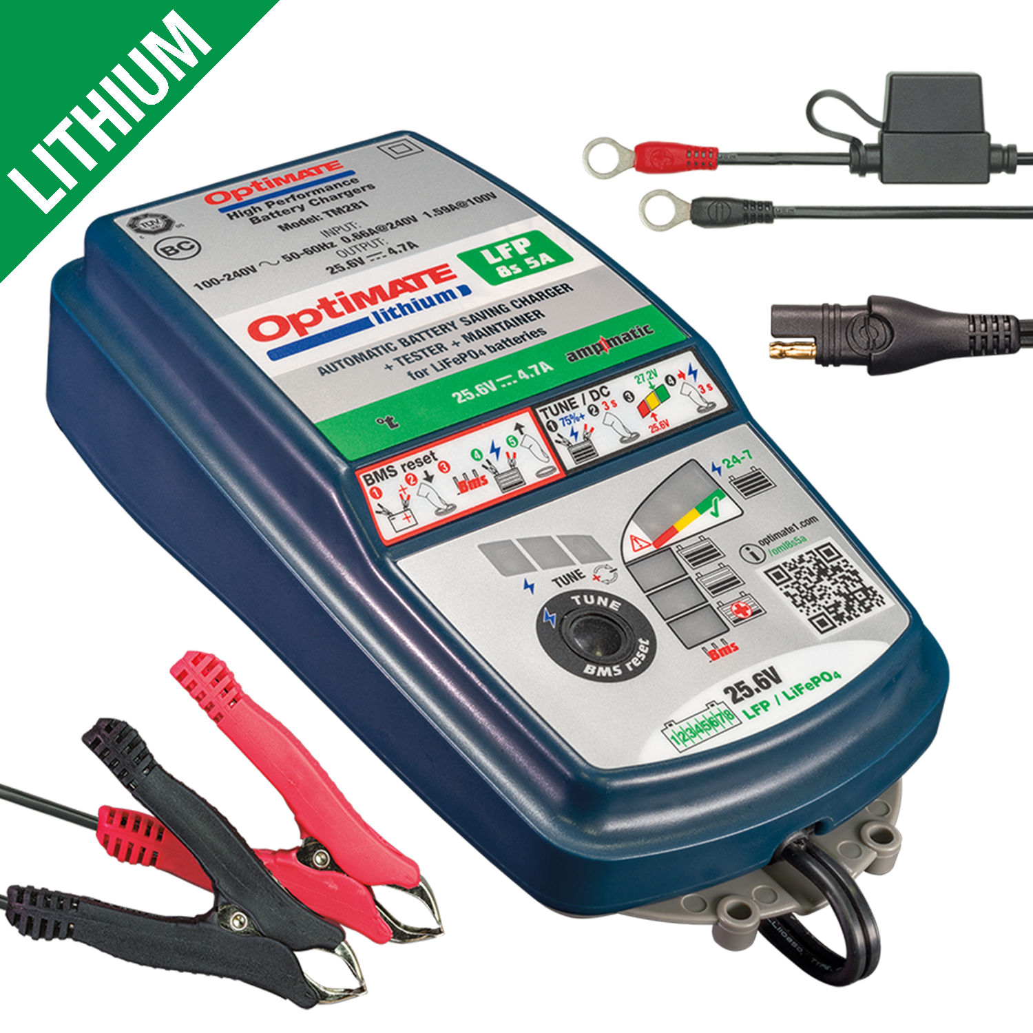 OptiMate Lithium 8s 5A lithium acculader