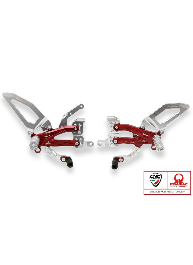 Adjustable rear set RPS EASY for Ducati Panigale V4 with road and reverse shift - Pramac Limited Edition