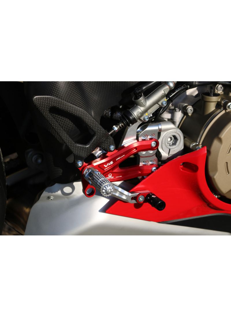 Adjustable rear set RPS EASY for Ducati Panigale V4R with road and reverse shift - Pramac Limited Edition